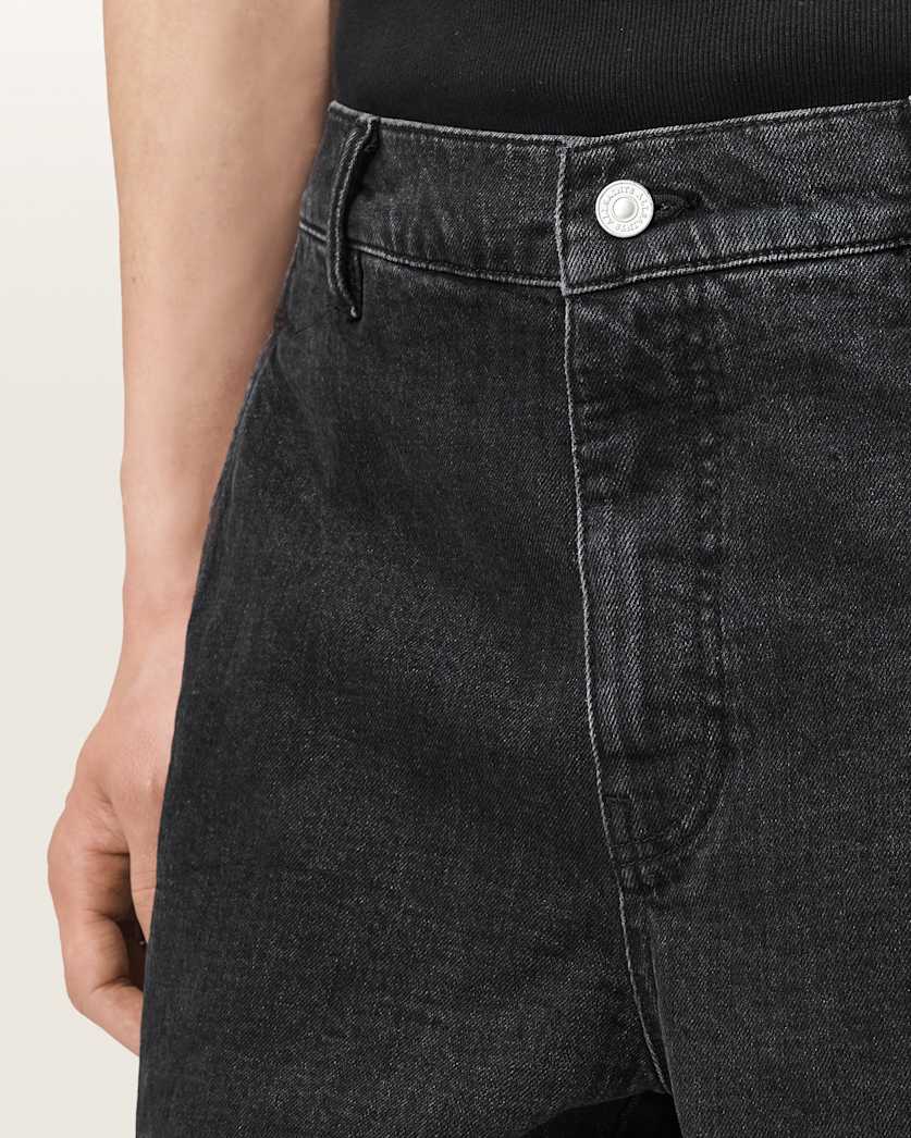 Raafi Barrel Leg Denim Jeans Washed Black | ALLSAINTS